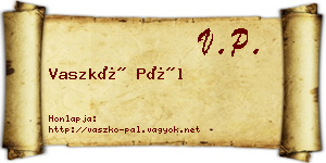 Vaszkó Pál névjegykártya
